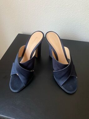 Gianvito Rossi Milano Navy Blue Mule High Heel